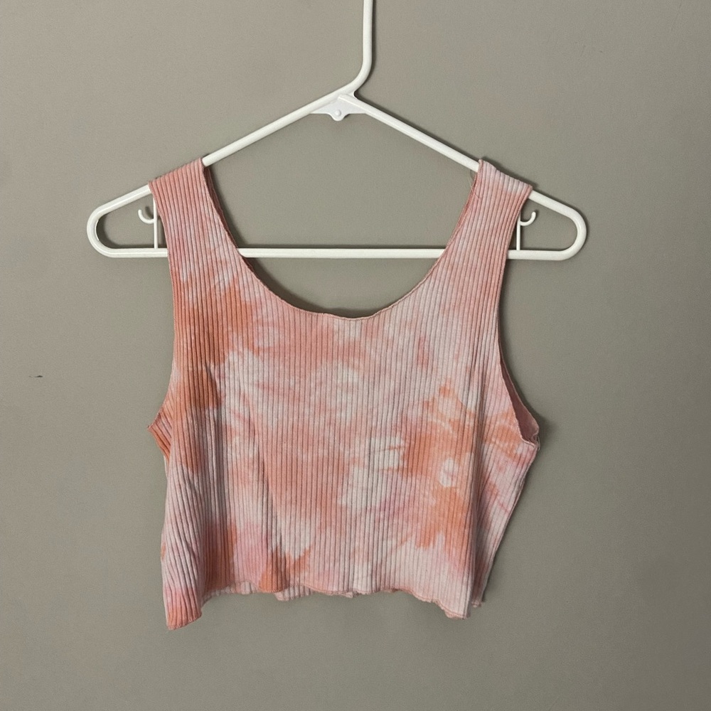 Tie Dye Pink and White Crop Top